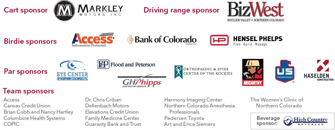 2018 Sponsors of PVH and MCR Foundation Fort Collins Golf Classic