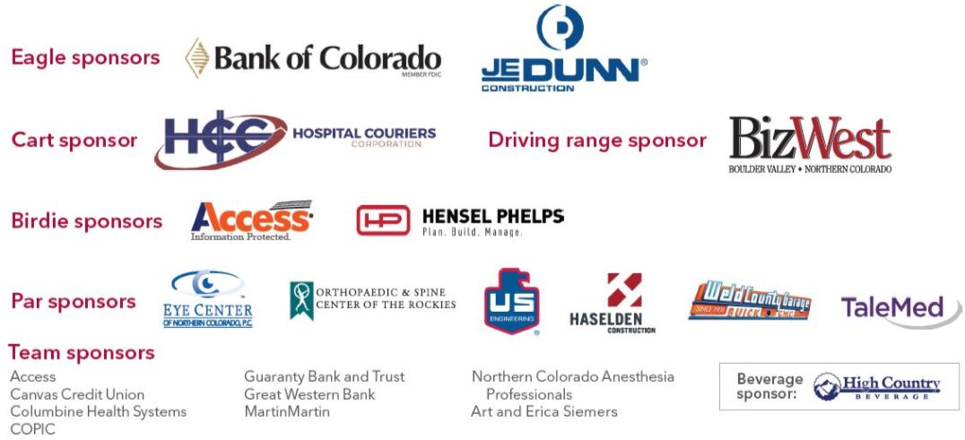 2018 Sponsors of PVH and MCR Foundation Greeley Golf Classic