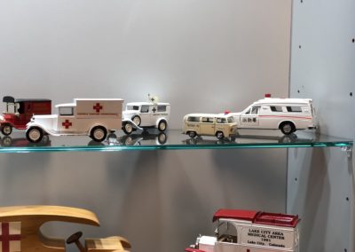 A few ambulances represent the large collection
